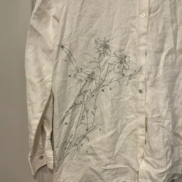 Vintage Edward 100% Irish Linen Button Down Small - Picture 3 of 3